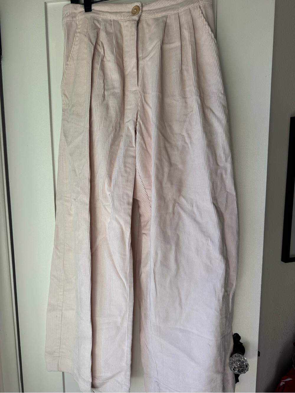 Kara Thoms Baya Wide-Leg Corduroy Pants in Light pink
